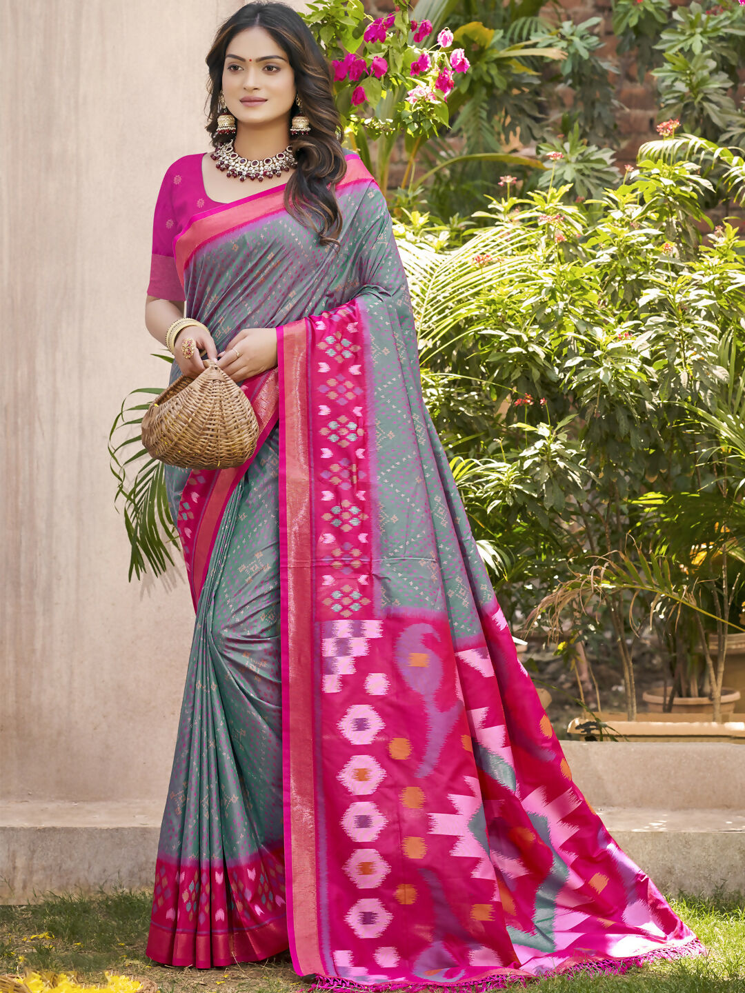 Shree Shyam Fashion Pochampalli Silk Grey Saree