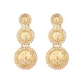 Nuyug 22K Gold Plated Stone Studded Contemporary Shaped Drop Earrings