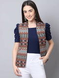 Even Apparels Brown 100% Polyester Open Front Women's Waistcoat