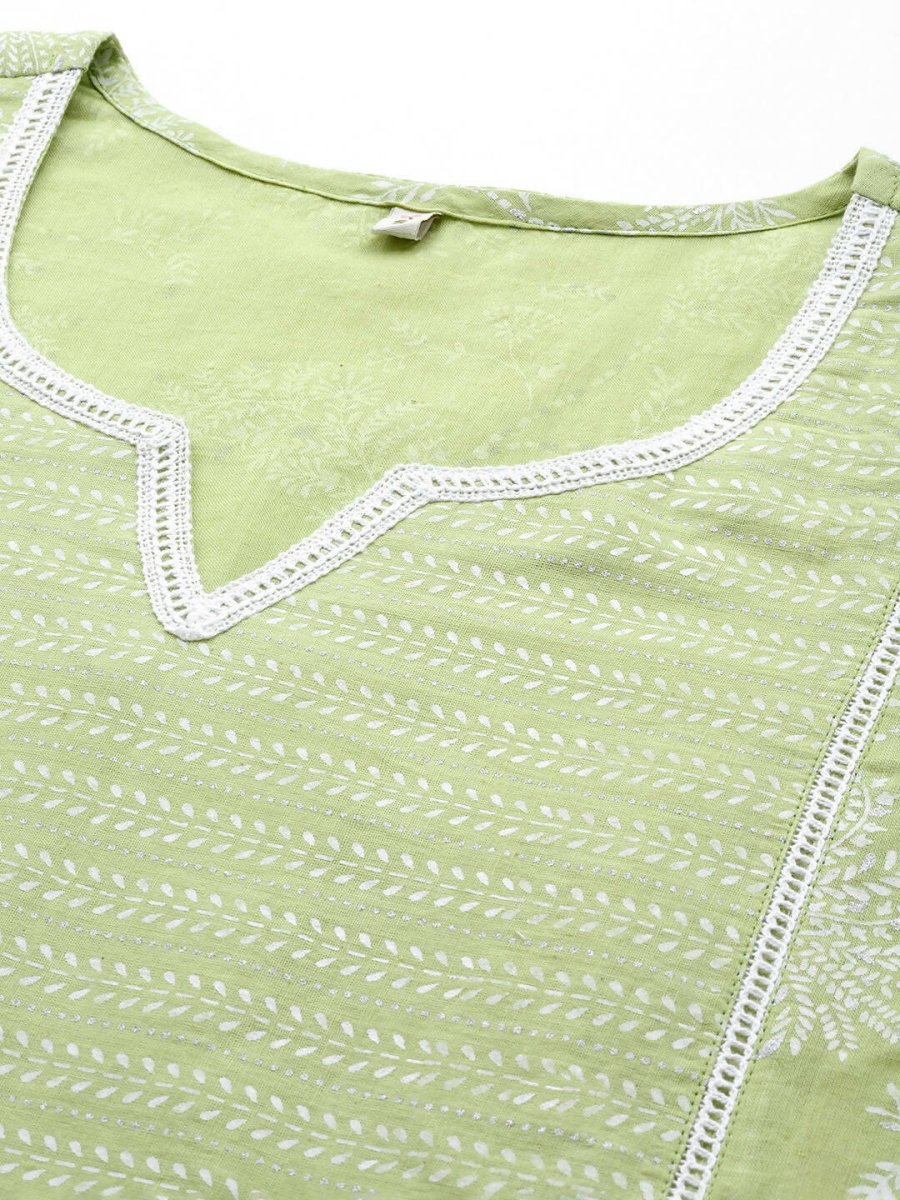 Ahalyaa Women's Traditional Wea Kurta Set - Pista Green