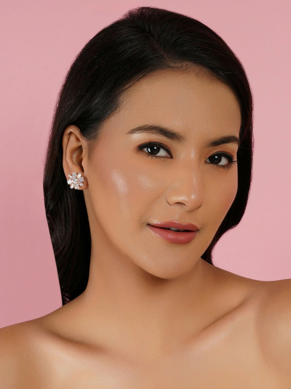 stone stud (Rose gold) - Ruby Raang