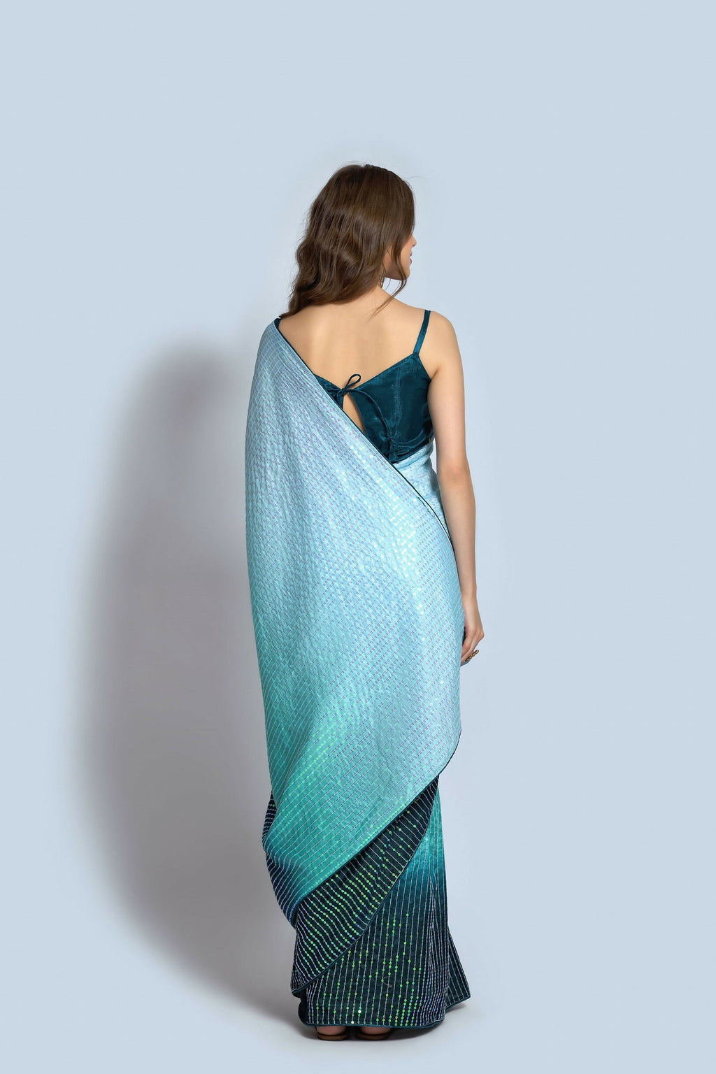 Vegaa Fashion Sky Blue Vichitra Silk Embroidered Party Wear Saree