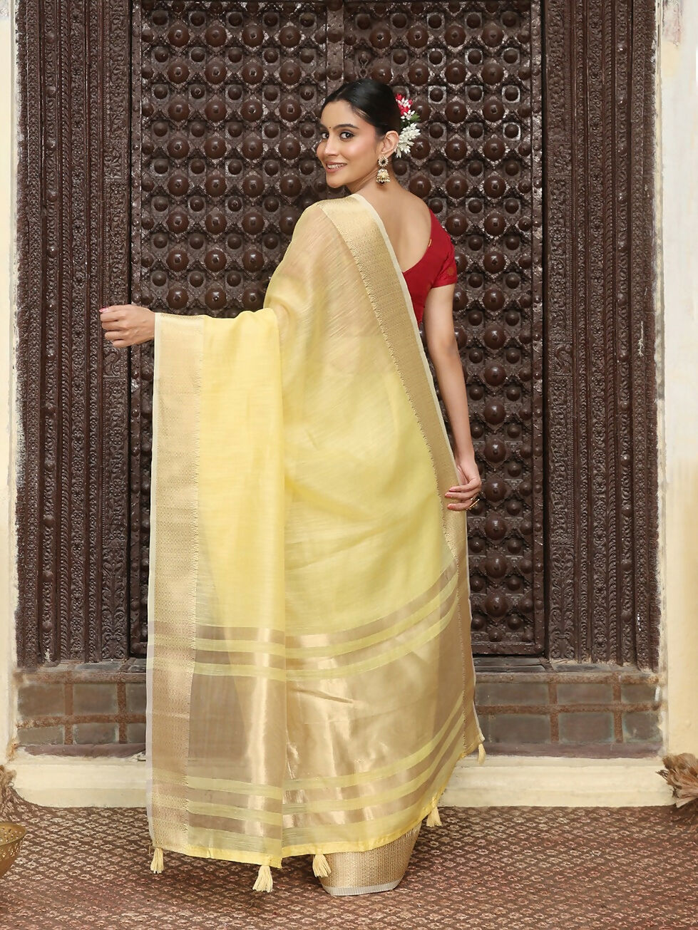 Shree Shyam Fashion Yellow Cotton Saree