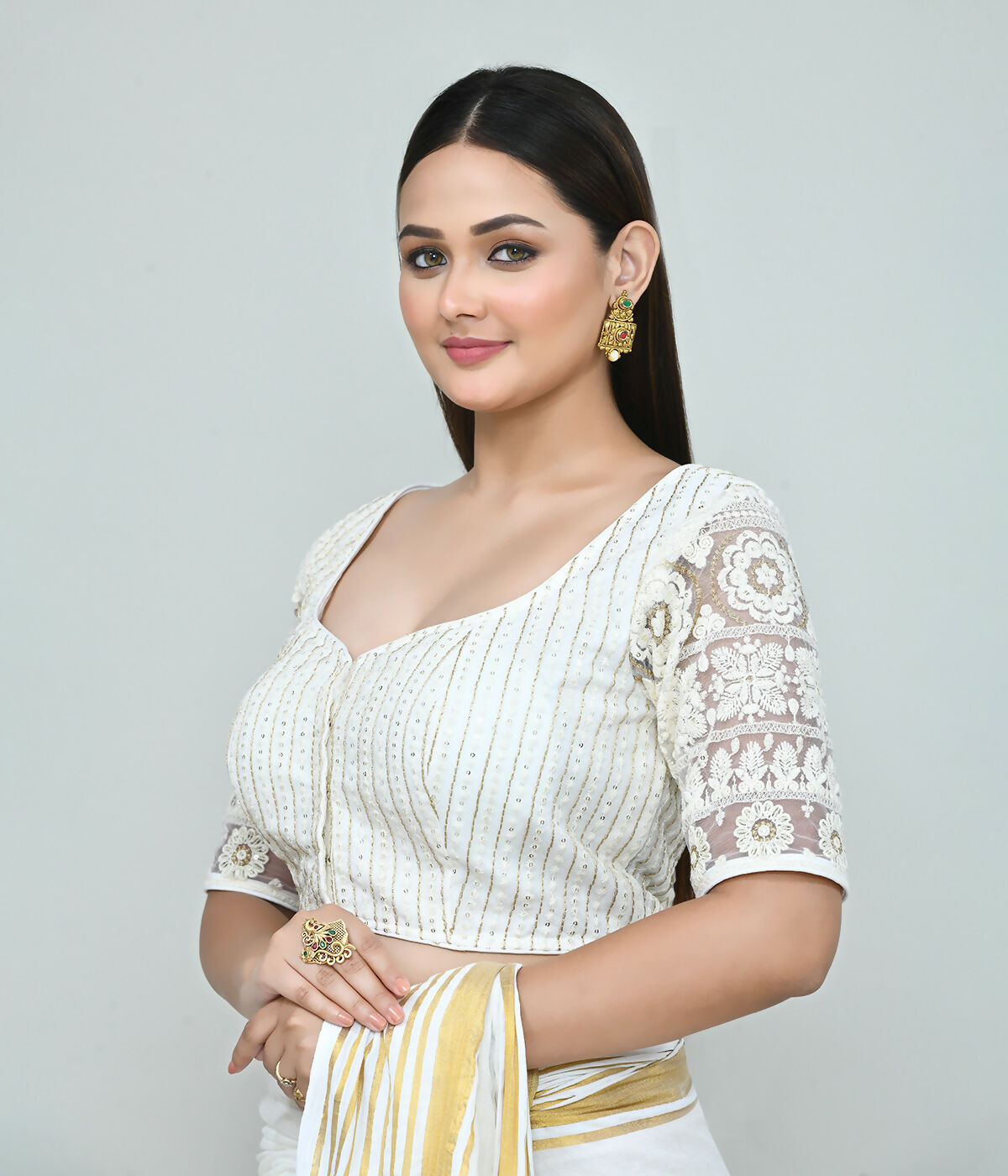 Joban Fashion Women's White Embroidered Stitched Blouse