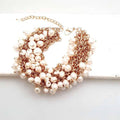 Bling Accessories Cluster Pearl Bracelet with Baroque Pearls in Rose Gold Finish