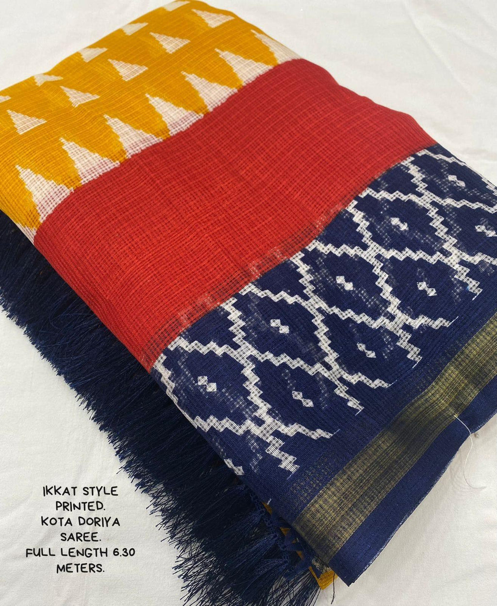 Yellow Polycotton Ethnic Motifs Saree with Unstitched Blouse - Hiral Fashion