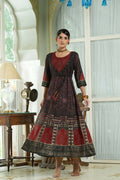 Juniper Black Georgette Festive Printed Anarkali Flared Anarkali Kurta For Women