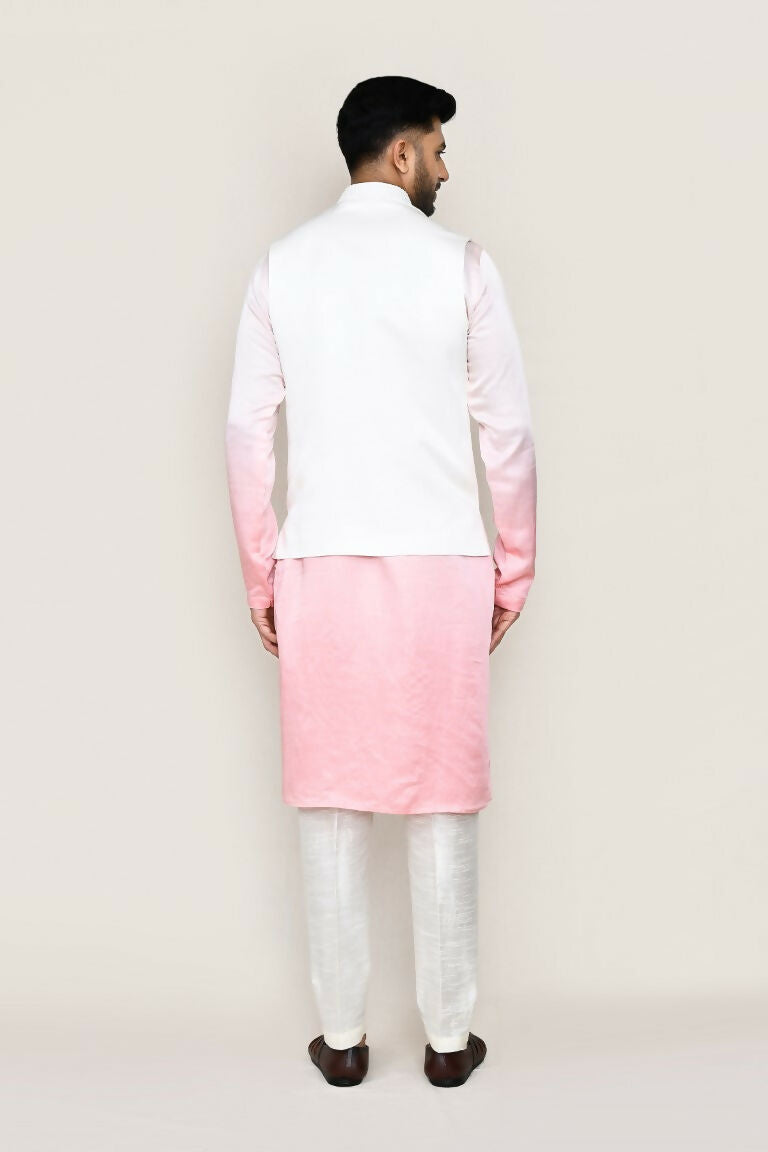 Joban Fashion White Colored Cotton Satin Work Men's Jacket