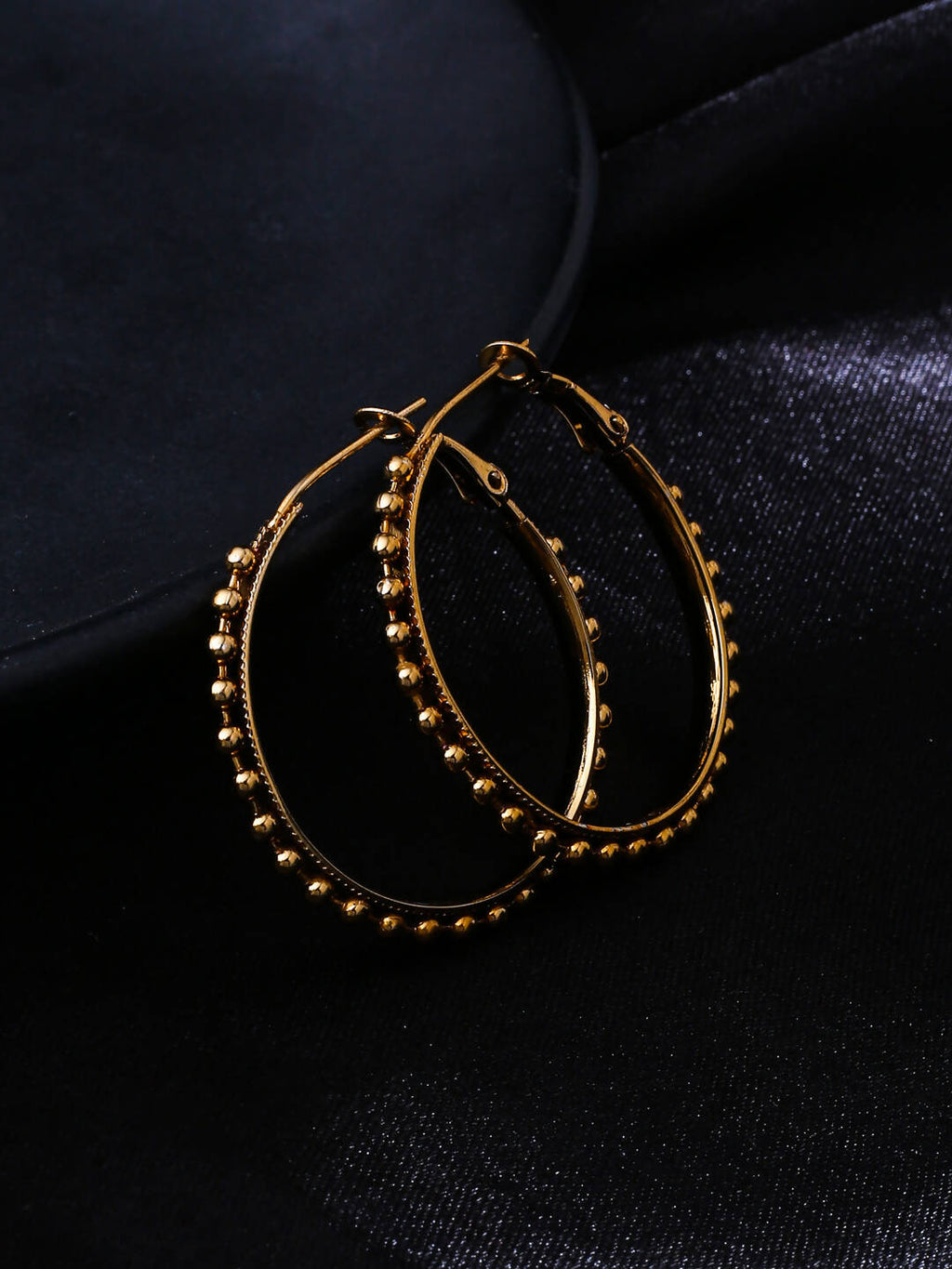 NVR Women Gold Toned Beaded Circular Earrings