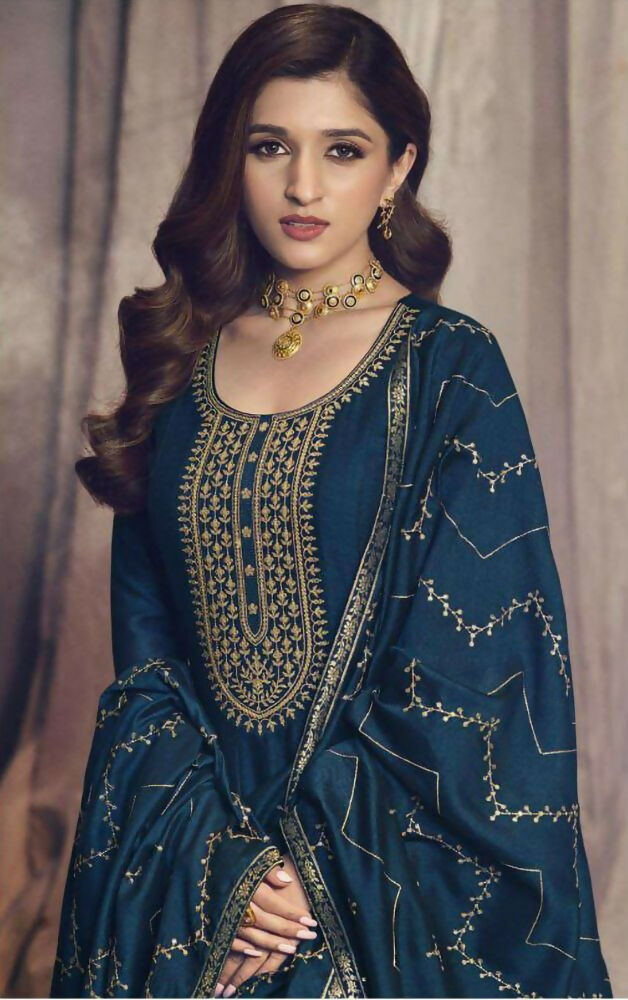 Vastranavya Nidhi Shah Blue Art Silk Embroidered Anarkali Suit