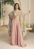 Anaita Pink Chinon Readymade Shrug Suit with Embroidery Sequence Work
