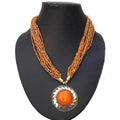 MS Fashion India Latest Traditional Orange Color Beaded Necklace For Women