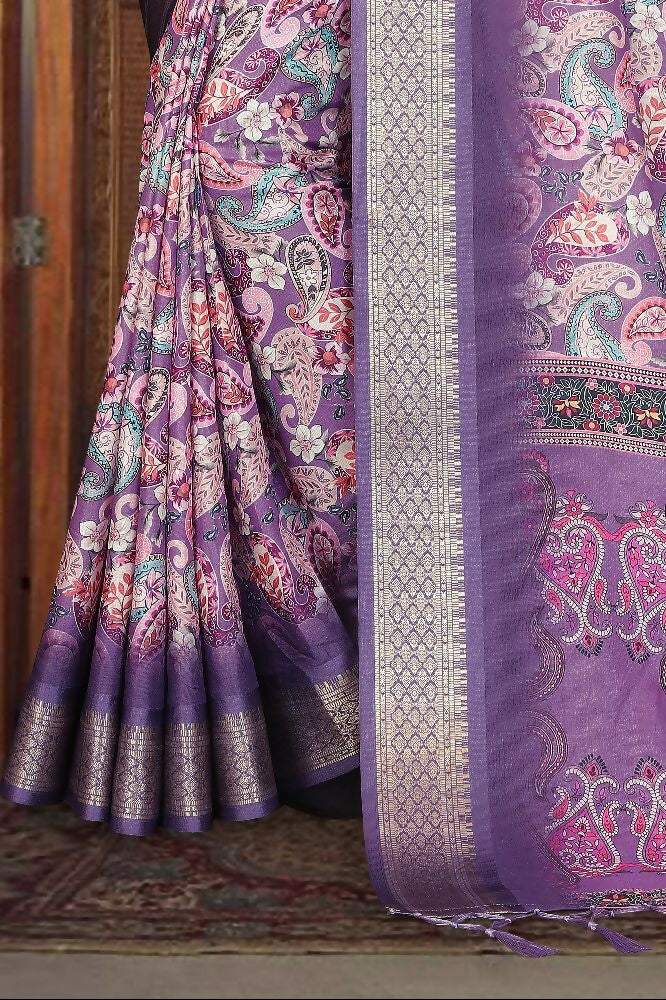 PR Fashion Multi Heavy Rich Cotton Silk Digital Print & Jacquard Saree
