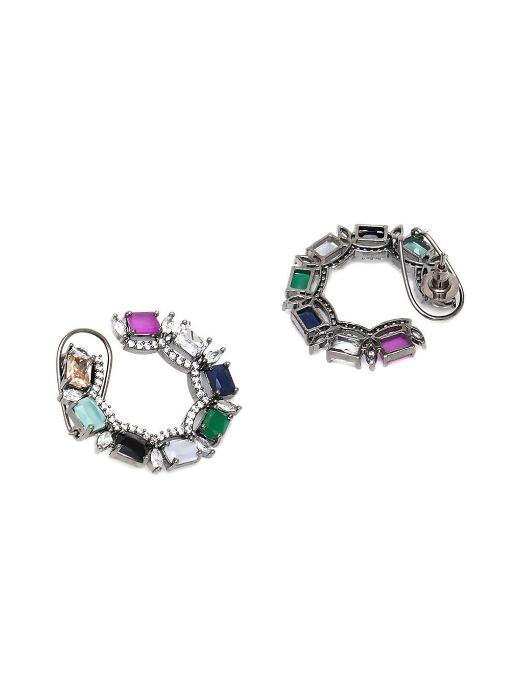 Multi Silver Stud Earrings- Ruby Raang