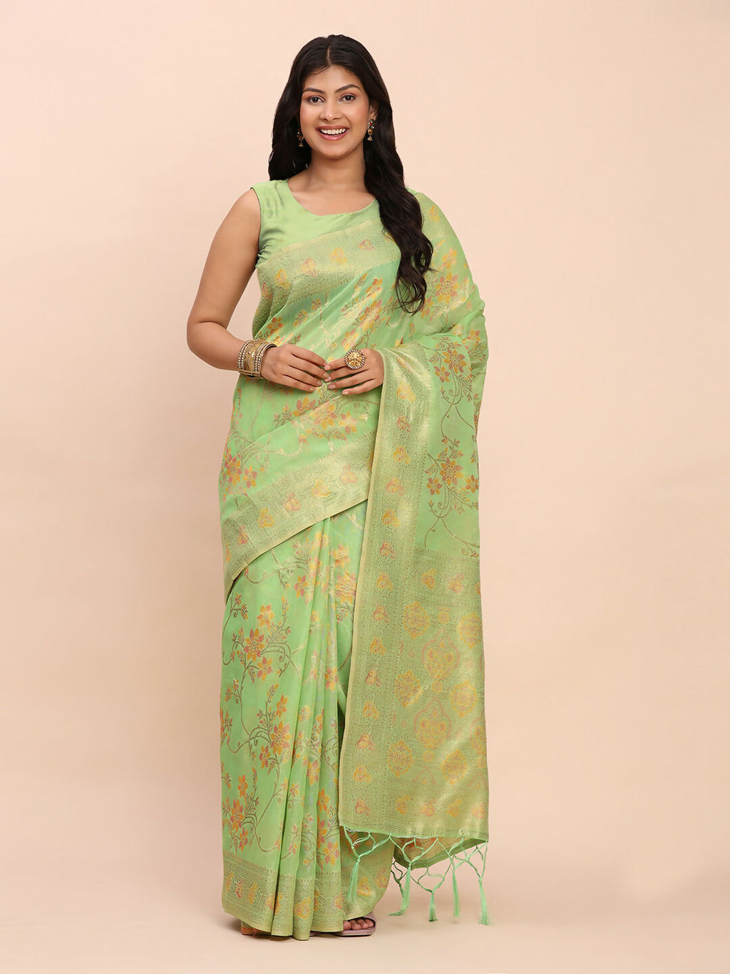Shree Shyam Fashion Linen Cotton Green Saree