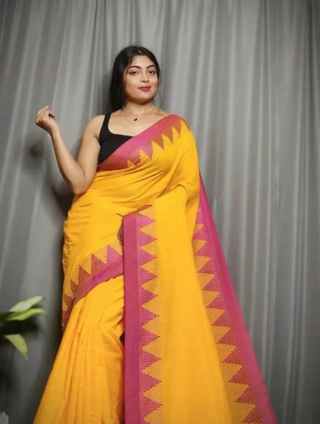 Exclusive Collection Beautiful Yellow Pure Cotton Woven Handloom Saree With Running Blouse Piece