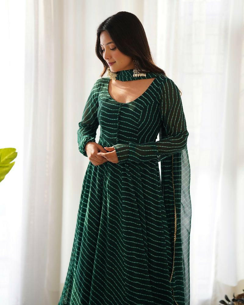 Joban Fashion Green Kurta Set Georgette Sequence Embroidery Work