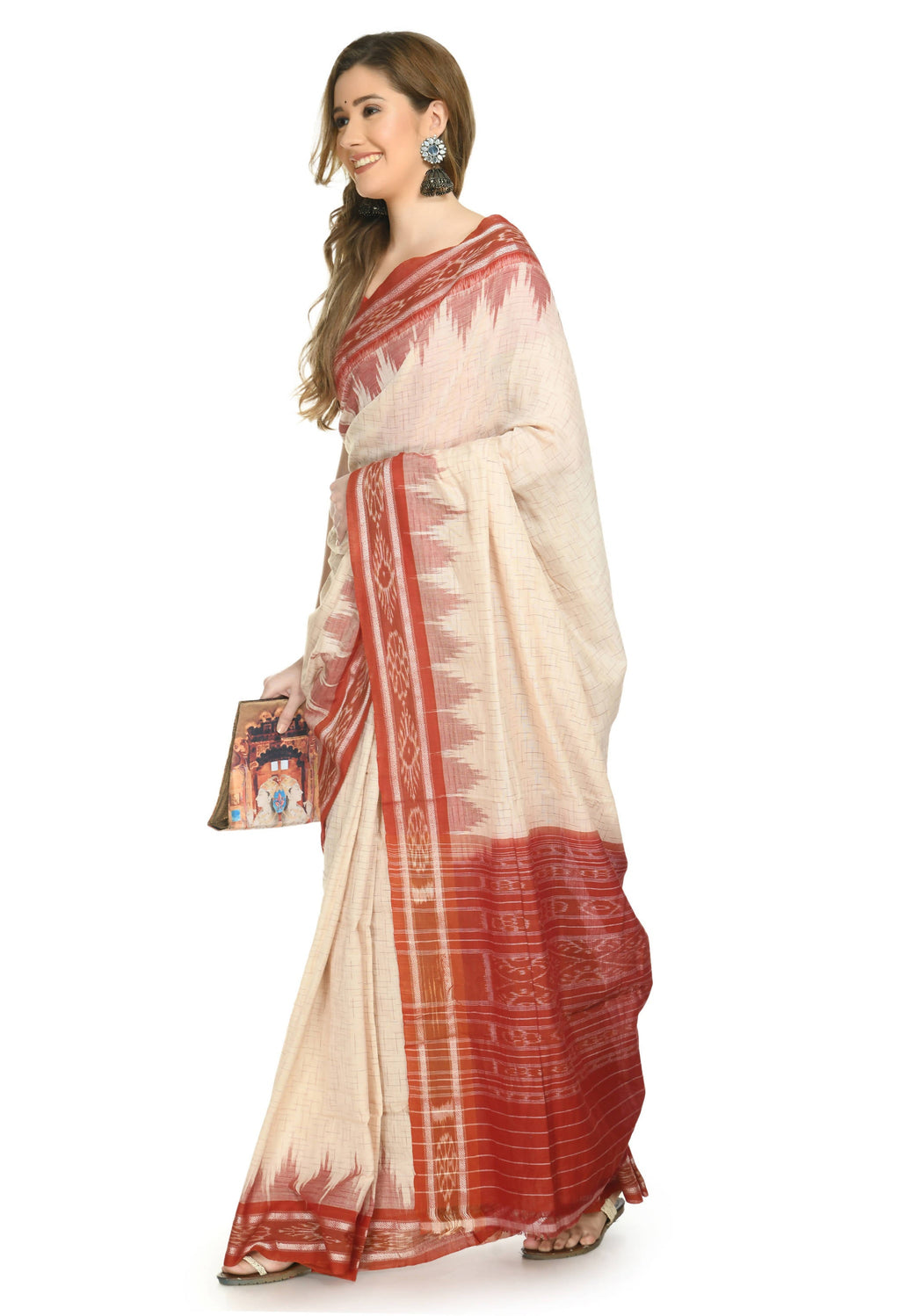 Vamika Sambalpuri Ikat Cotton Jharana Tasrite & Maroon Saree