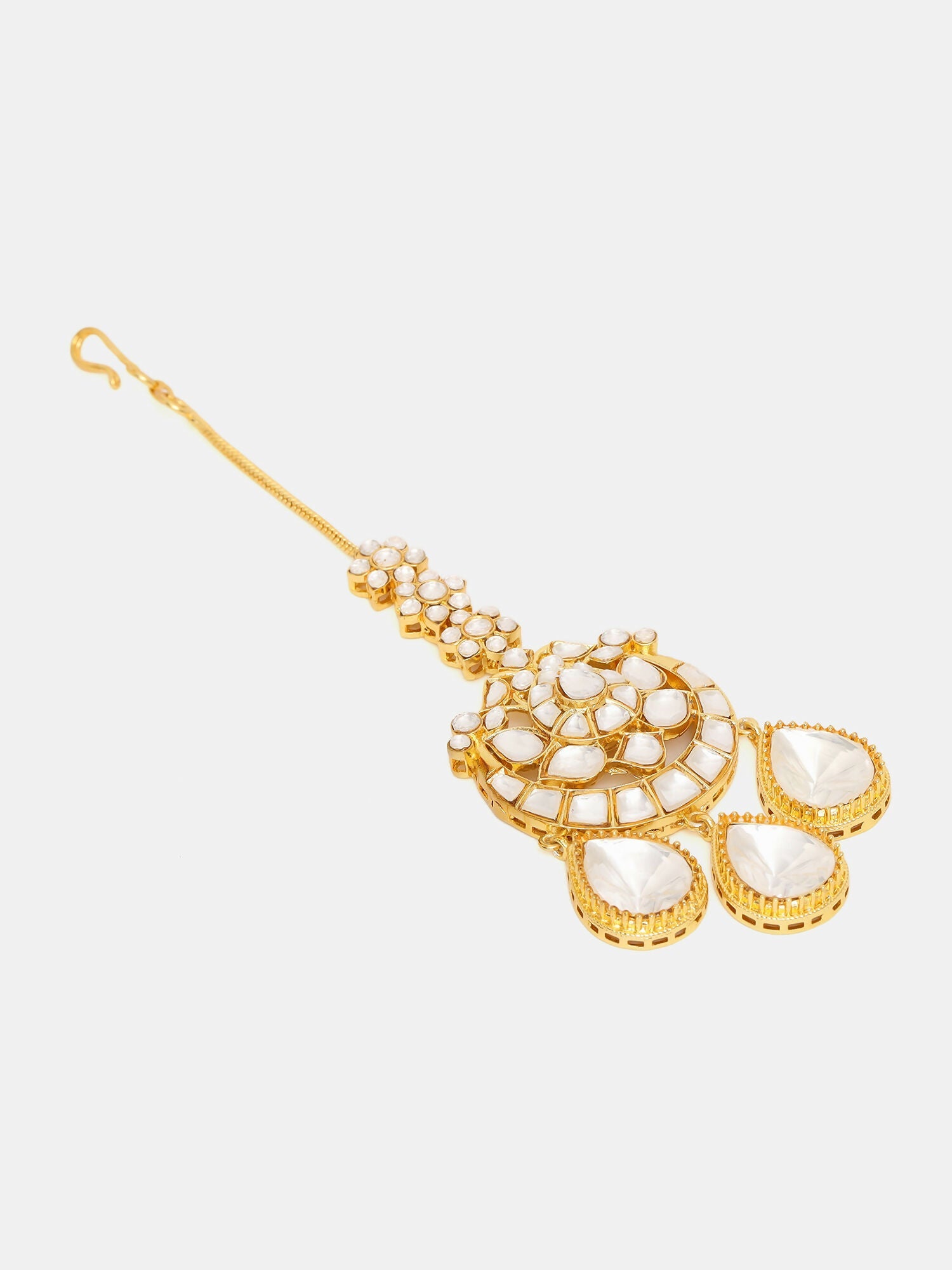 Ruby Raang 22k Gold Polished Kundan Maang Tikka