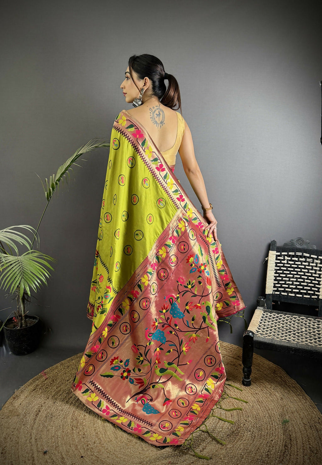 Joban Fashion Light Green Paithani Soft Silk Meenakari Saree