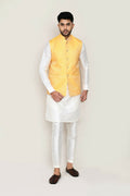 Joban Fashion White Colored Art Silk Fabric Kurta, Jacket With Straight Fit Pant