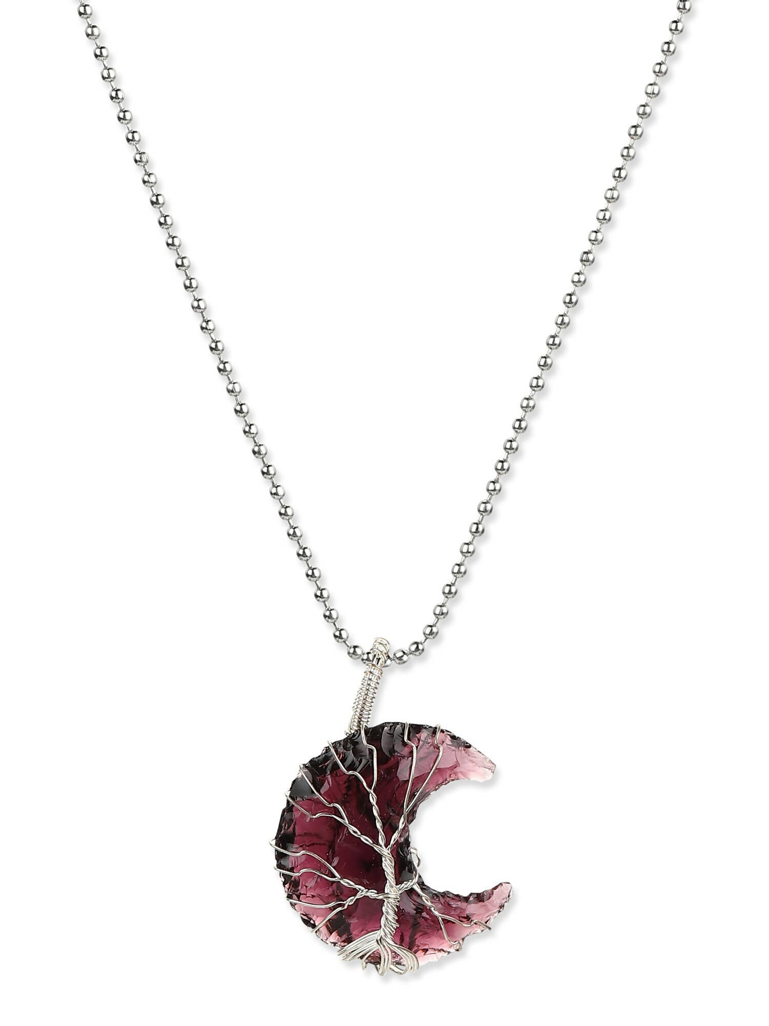 Women's Silver-Toned Purple Silver-Plated Handcrafted Chain - Ruby Raang