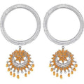 MS Fashion India Silver Bangles With Orange Design Hangings