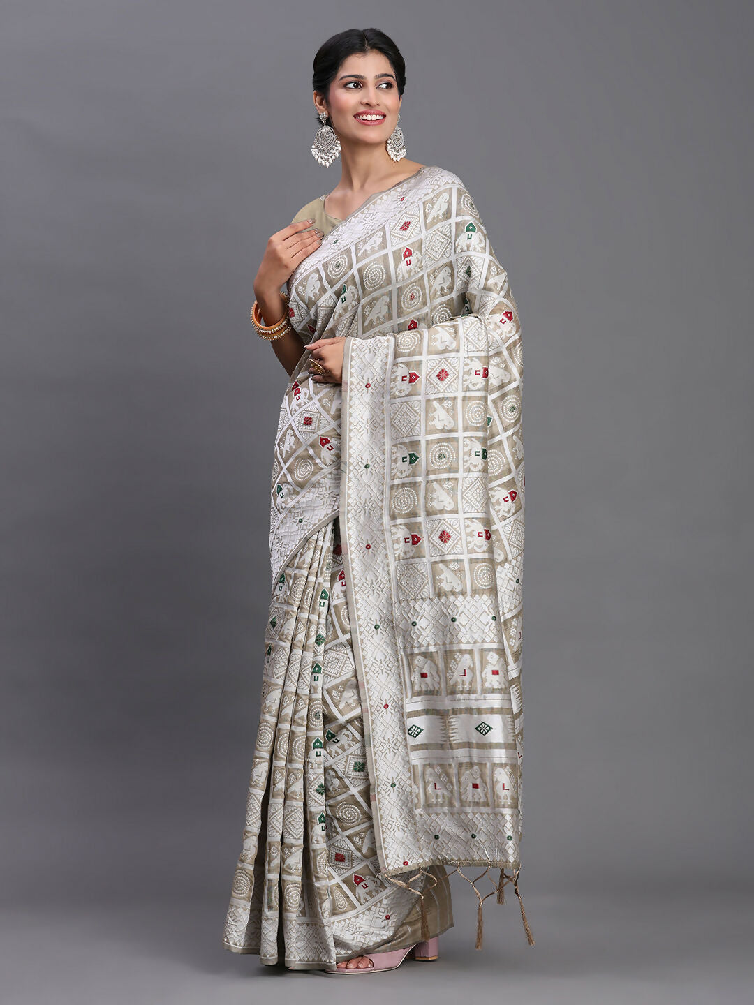 Shree Shyam Fashion Linen Cotton Beige Saree