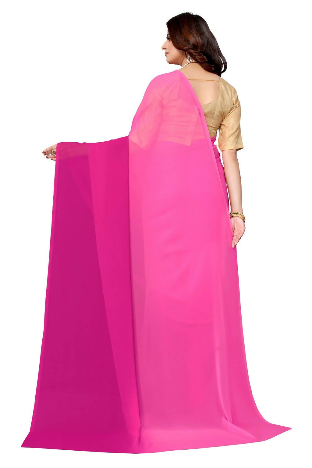Vamika Pink Half N Half Georgette Saree