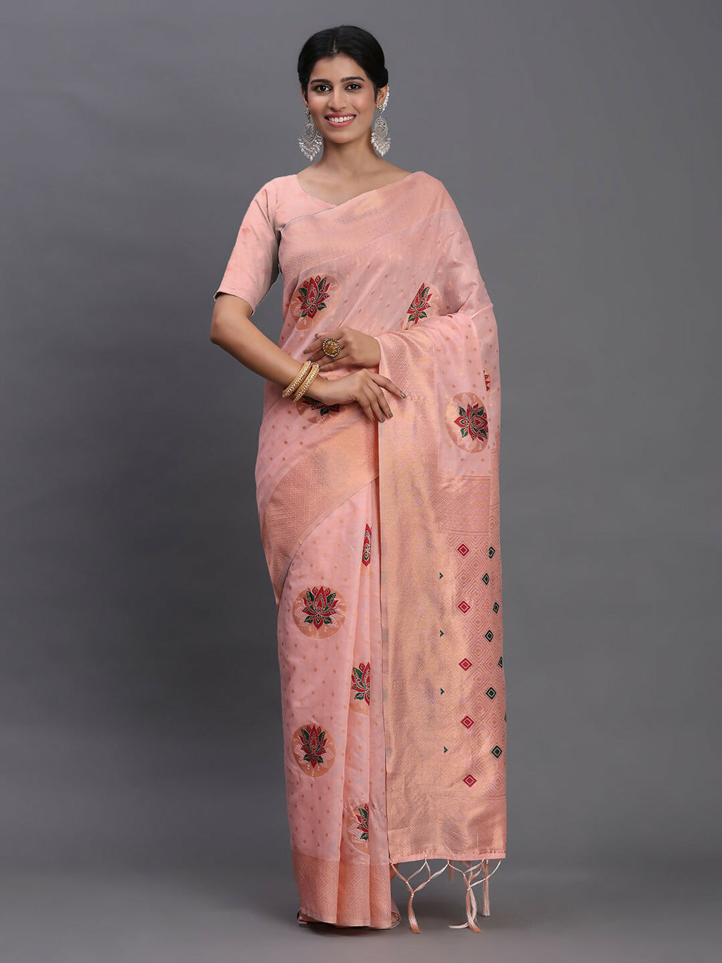 Shree Shyam Fashion Linen Cotton Light Pink Saree