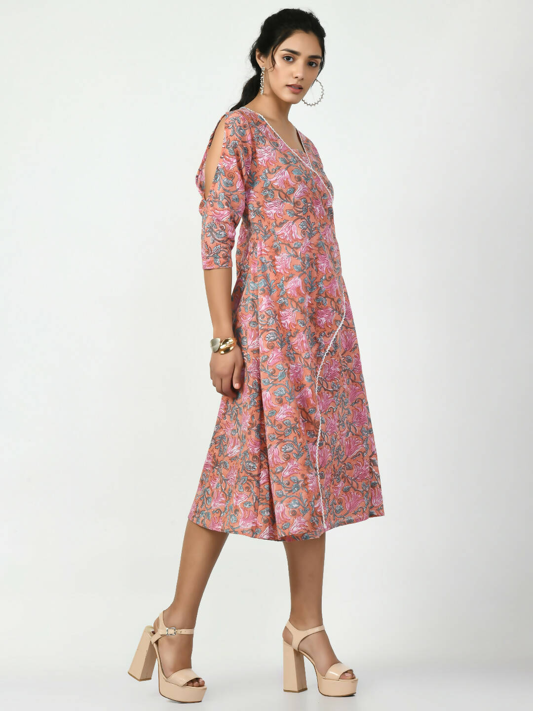 Myshka Women's Multi Floral Printed A-Line Dress