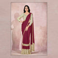 Maroon Lycra Embroidery Designer Saree With Blouse - Mohmanthan Sitaarah