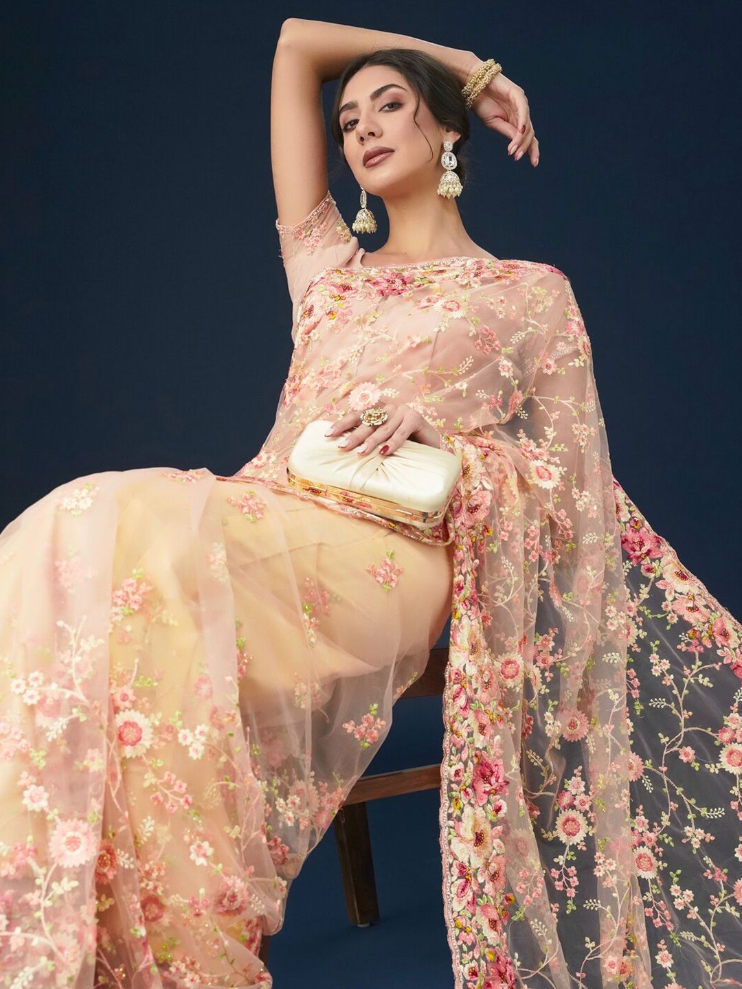 kasee Floral Embroidered Saree