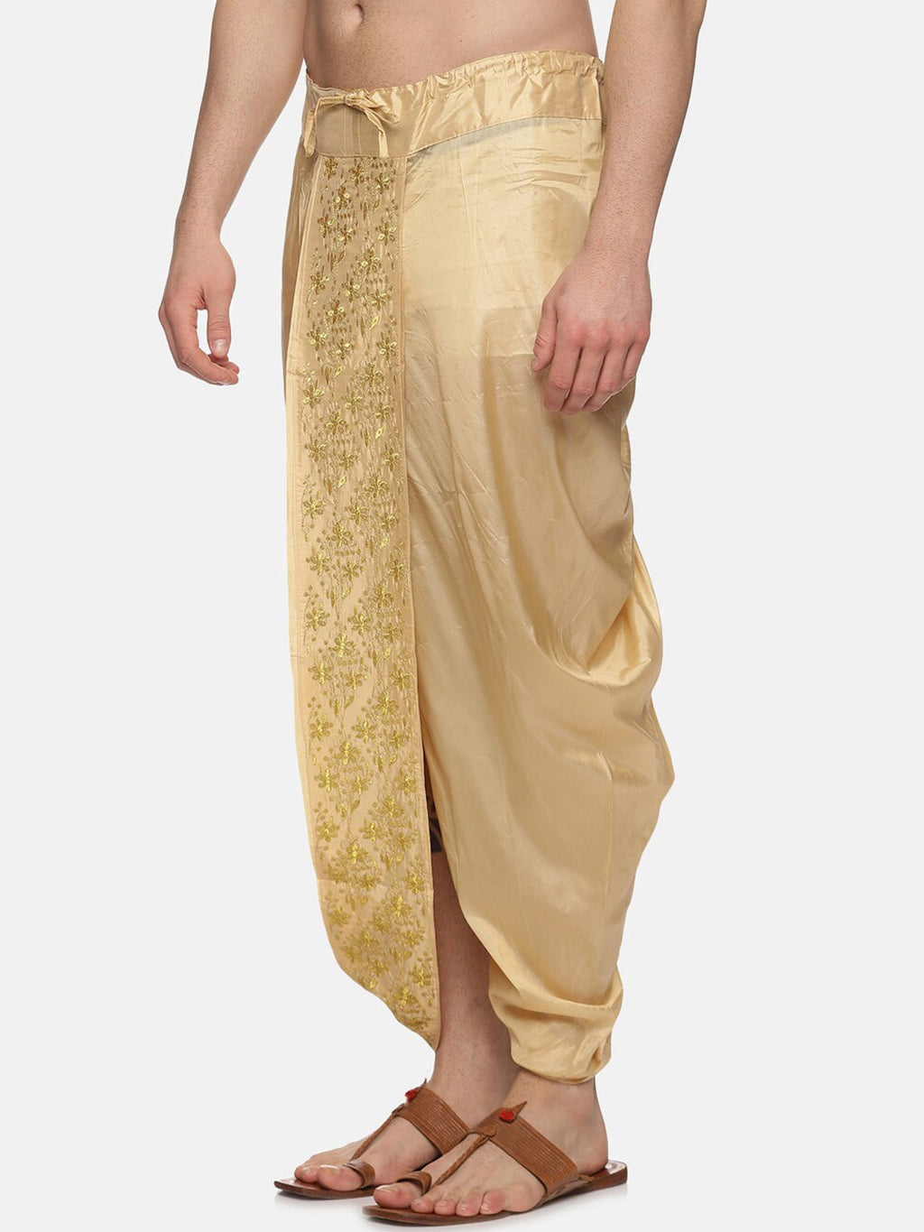 Sethukrishna Men Golden Embroidered Dhoti Pant