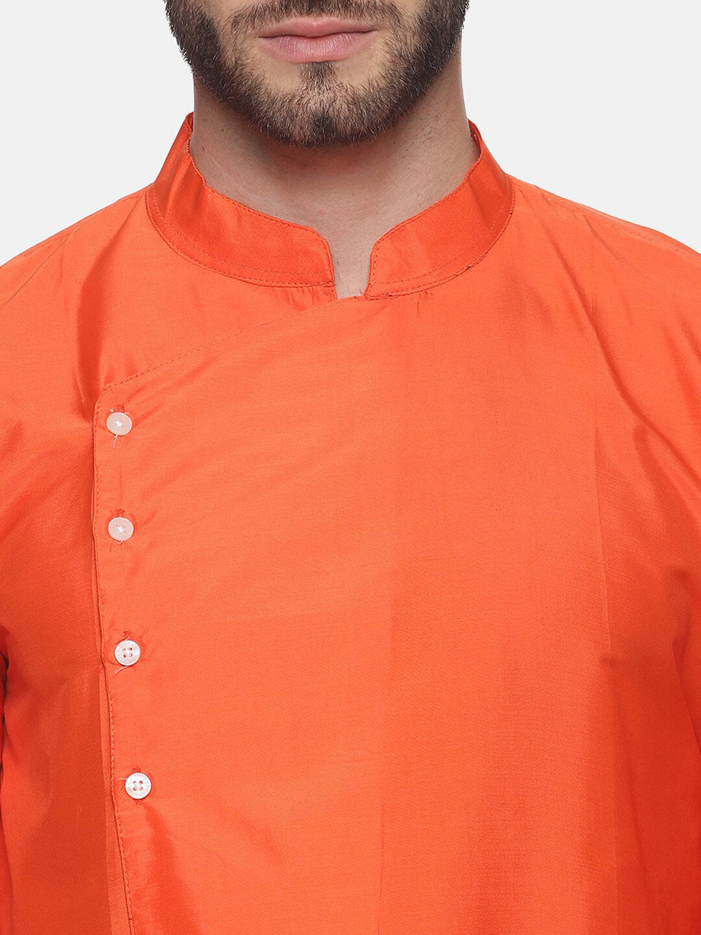 Sethukrishna Men Orange Angrakha Top with Dhoti Pants
