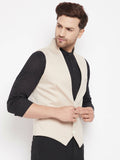 Even Apparels Cream Merino Men Woven Nehru Jacket