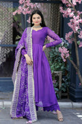 Jyoti Fashion Women's Purple Tabby Silk Designer Kurta with Trouser & Dupatta