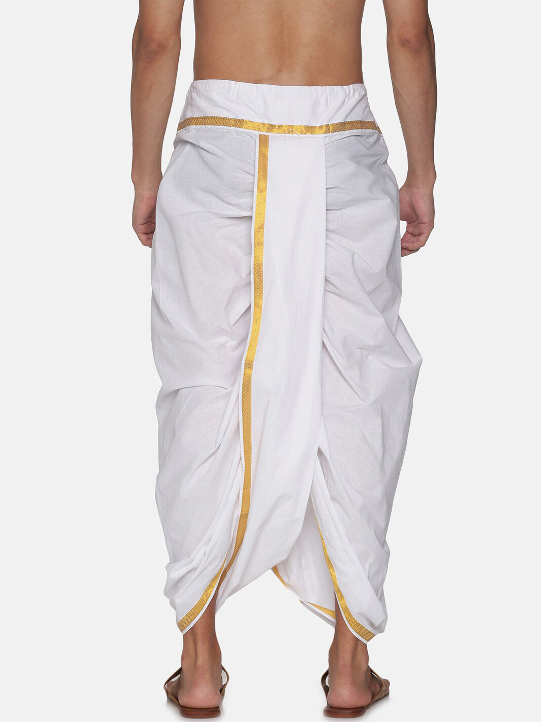 Sethukrishna Men White Solid Readymade Cotton Dhoti