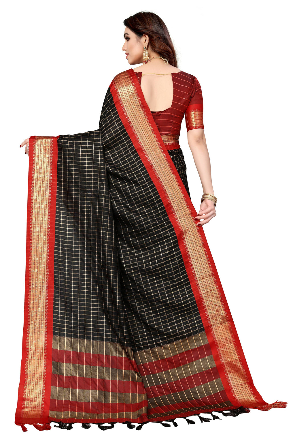 Vamika Weaving Black Cotton Silk Saree