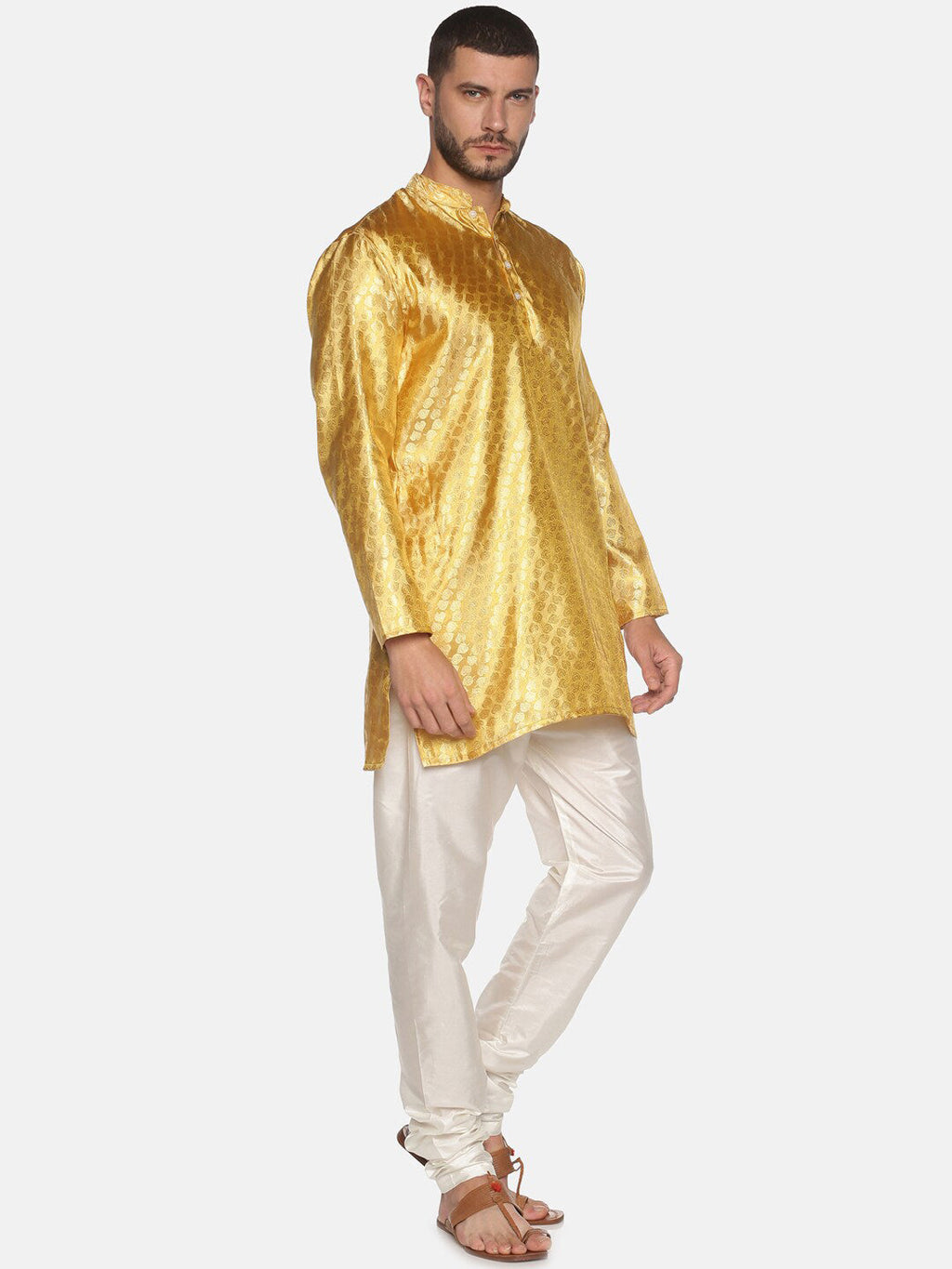 Sethukrishna Mens Gold-Toned Kurta with Pyjamas