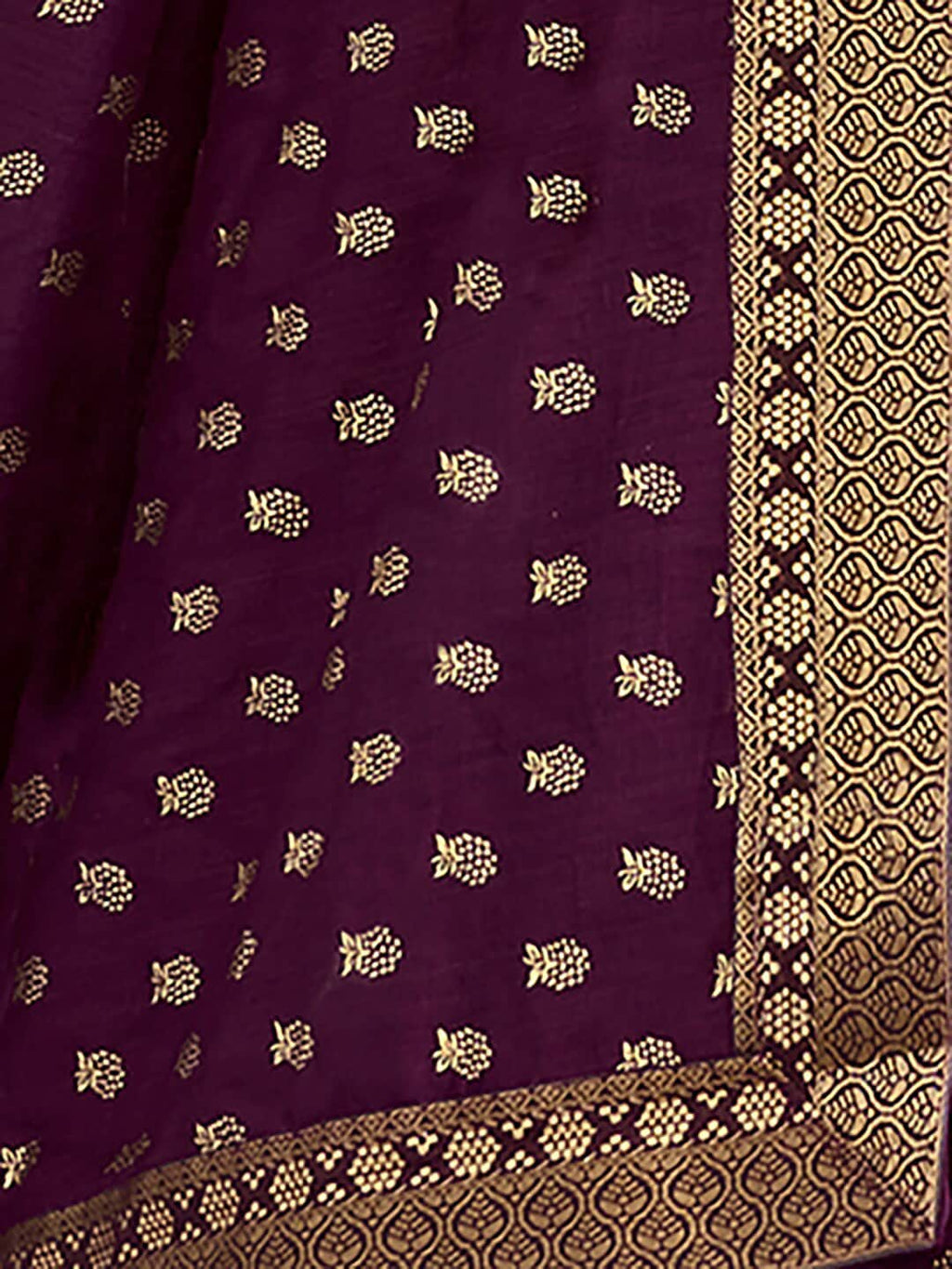 Saree Mall Purple & Gold-Toned Ethnic Motifs Printed Zari Sarees