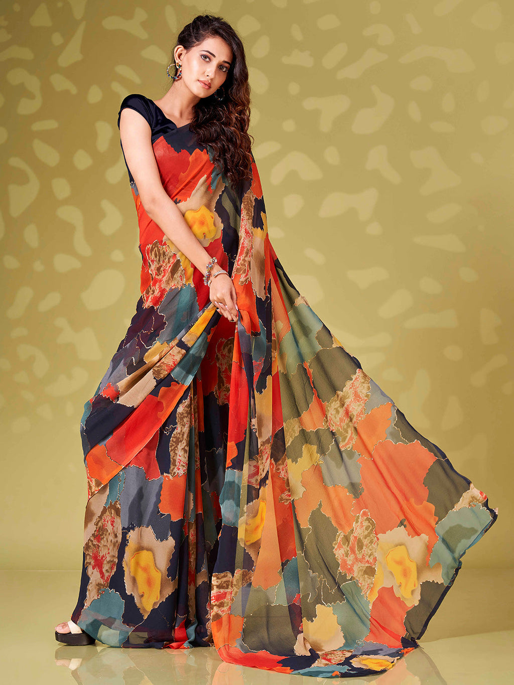 Tikhi Imli Abstract Printed Ready To Wear Saree