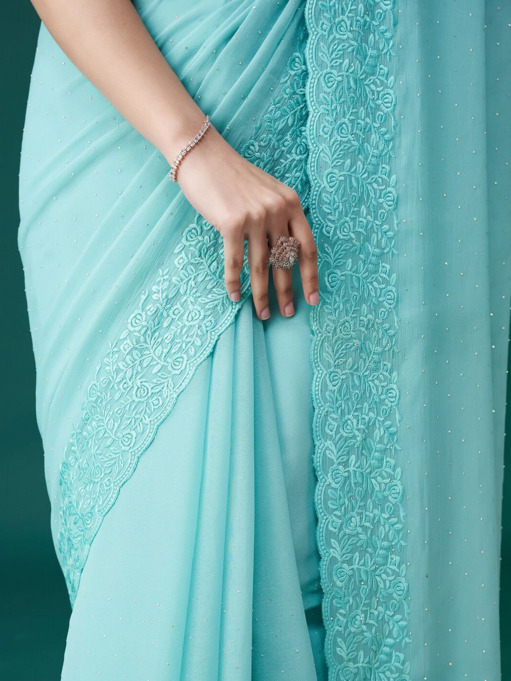 kasee Ethnic Motifs Embroidered Embellished Saree