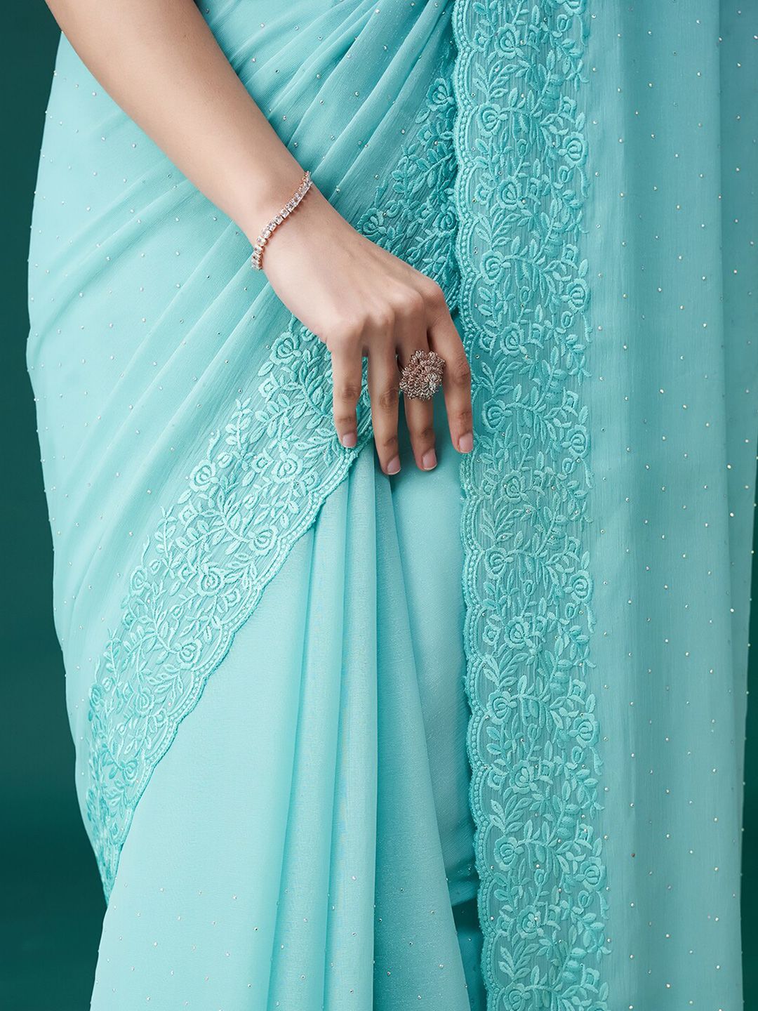 kasee Ethnic Motifs Embroidered Embellished Saree