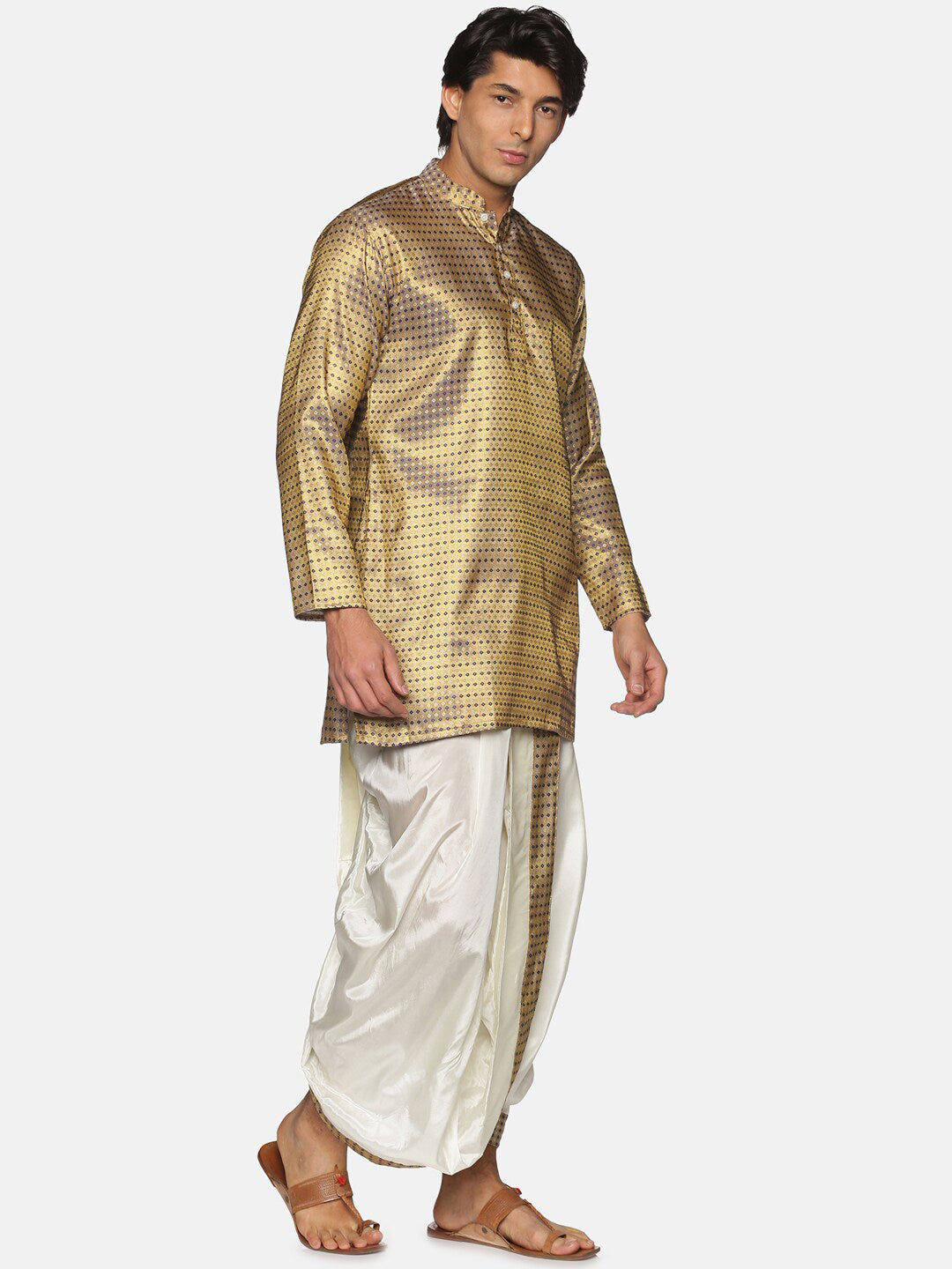 Sethukrishna Men Blue Kurta with Dhoti Pants