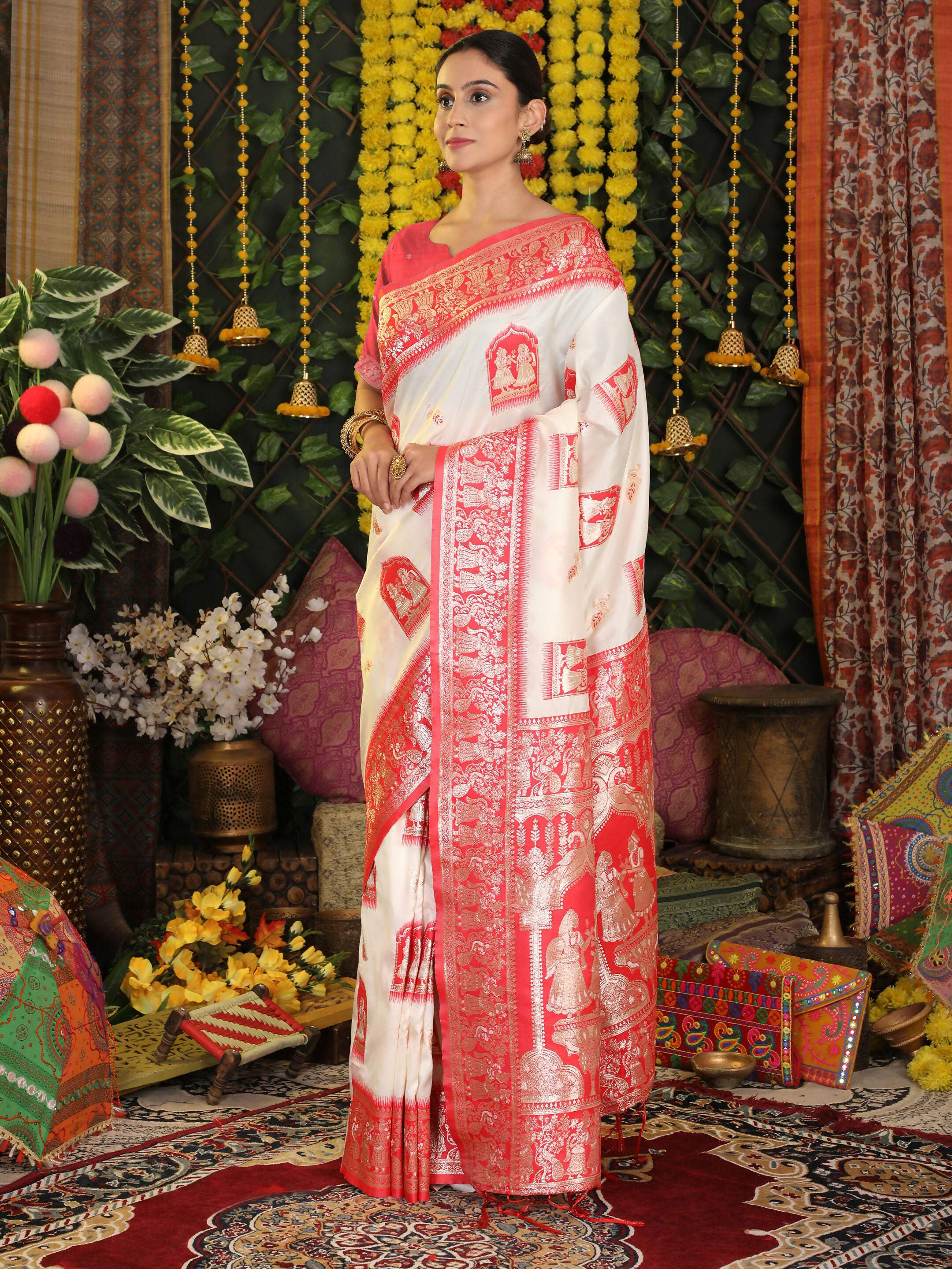 Shree Shyam Fashion Silk White Saree