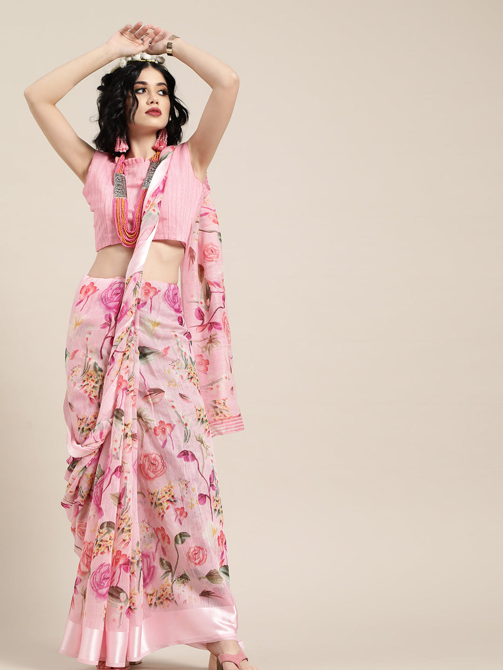 Saree Mall Pink Printed Saree