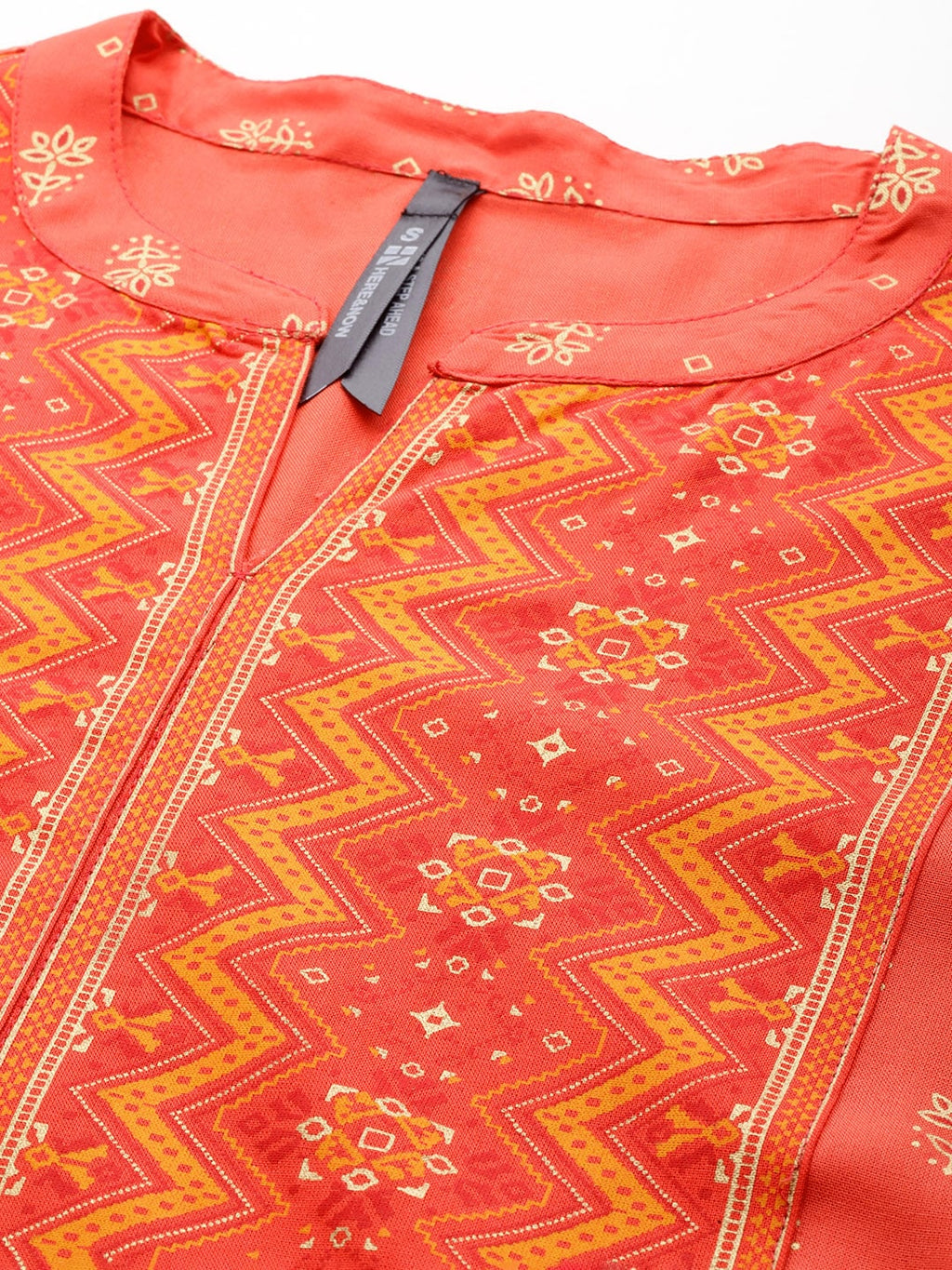 HERE&NOW Women Orange Ethnic Motifs Printed Kurta