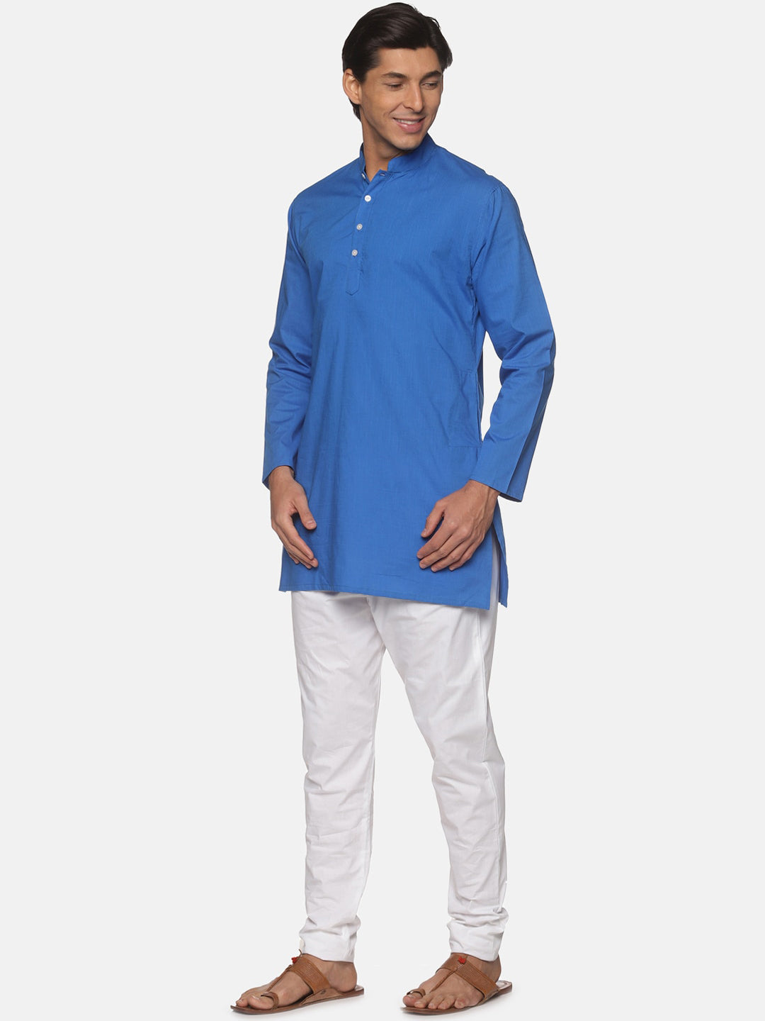 Sethukrishna Men Blue Pure Cotton Kurta with Pyjamas