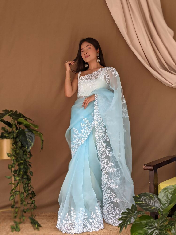Vamsee Sai Pallavi Sky Organza Saree